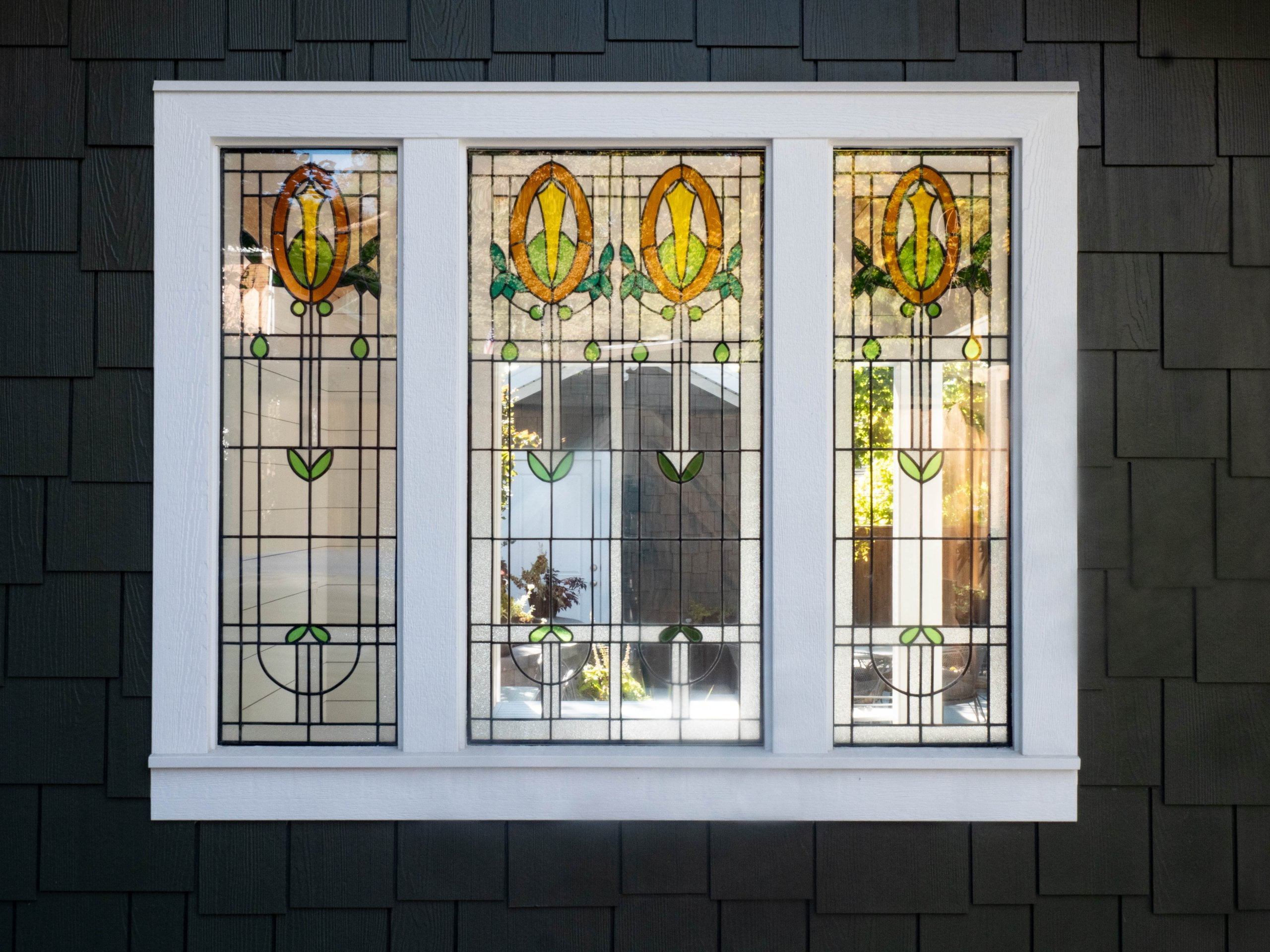 Stained glass windows.