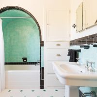 Full Bathroom, Arched Shower, Arches, Design and Arched doorways, Tile Work, Blue antique Tiling | Renovation Design Group