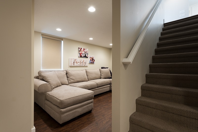 After, Interior, Basement Living Room, Traditional Family Room Design | Renovation Design Group