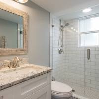 Batrooms, Cape home, deep sink, custom tile | Renovation Design Group