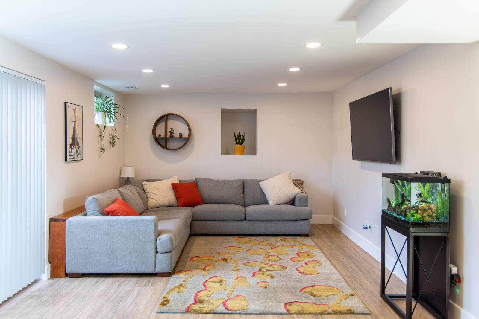 Bungalow, basement living room ideas, modern trditional