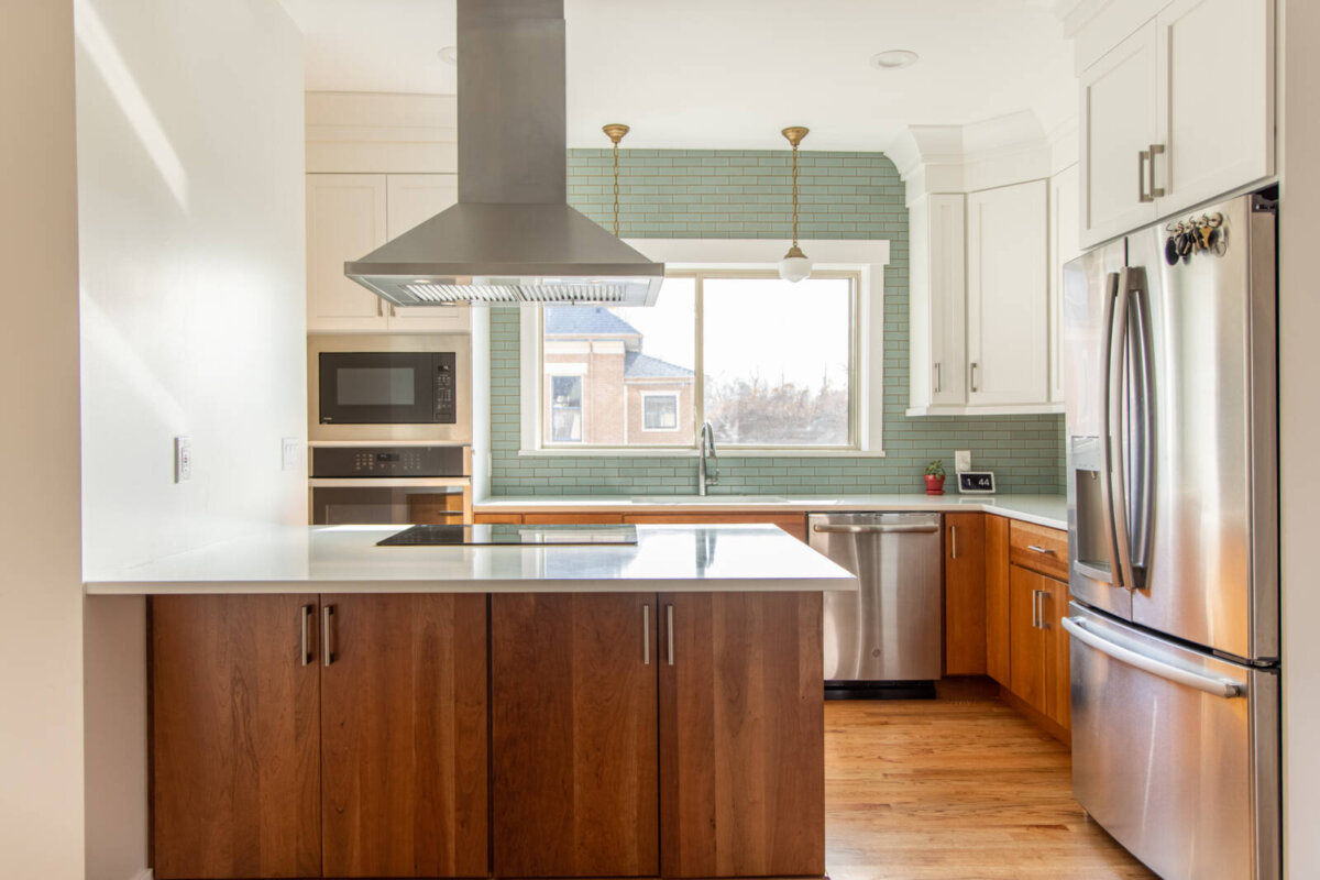 Modern traditional kitchen, Range vents, contemporary backsplash