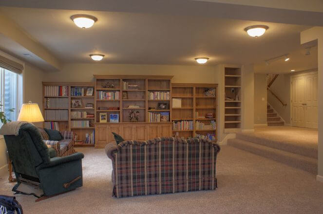Rancher Basement Remodel Living Room Family Room 1960 | Renovation Design Group