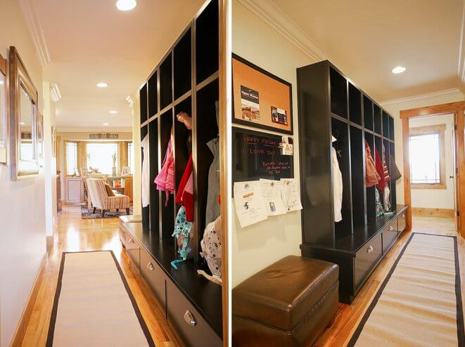 case work, cork board, entry | Renovation Design Group