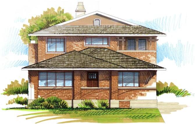 Bungalow Second Story Addition Rendering | Renovation Design group