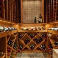 Cottonwood Club Split Level Interior Basement Wine Cellar by Renovation Design Group