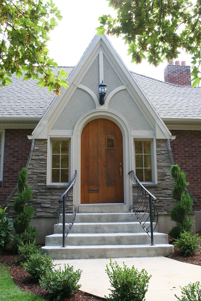 Front Entry Exterior Tudor Front Exterior Tudor Home Addition Before Front Porch Tudor | Renovation Design Group