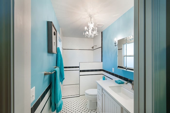 After_Interior Renovation_Blue Bathroom_Master Contemporary | Renovation Design Group