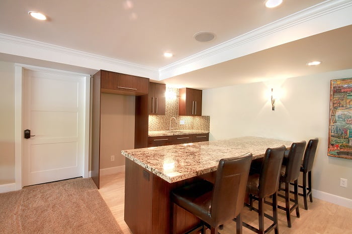 After Whole House Renovation Basement Remodel Bar area | Renovation Design Group