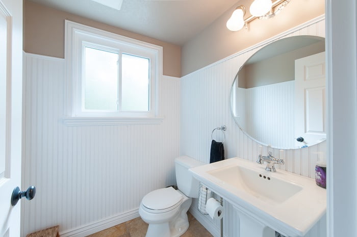 After bathroom in a split level remodel salt lake city utah wainscoting | Renovation Design Group