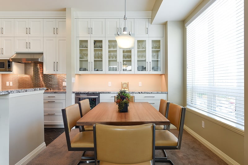 After Remodel Interior Dining Room Built in Storage Cabinetry Condominium Remodeling Ideas Renovation Design Group