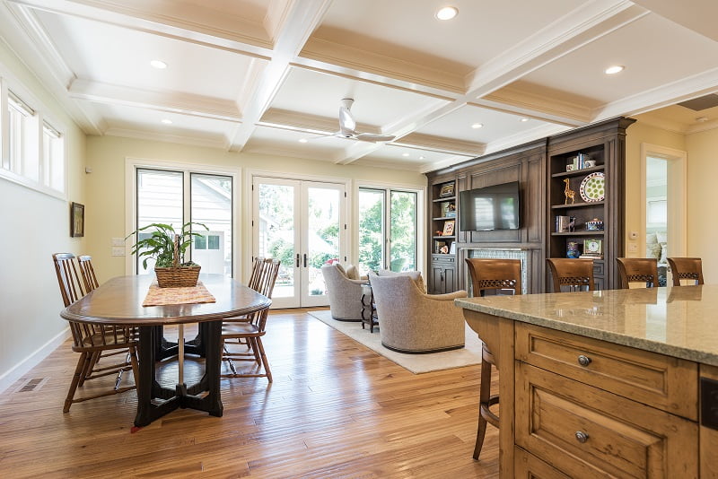 After Interior Additions Family Room Floor to ceiling windows Blaine Avenue Addition Renovation Design Group