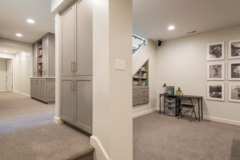 After_Interior_Basement Excavations_Basement Playrooms_Basement Game Room_Office | Renovation Design Group