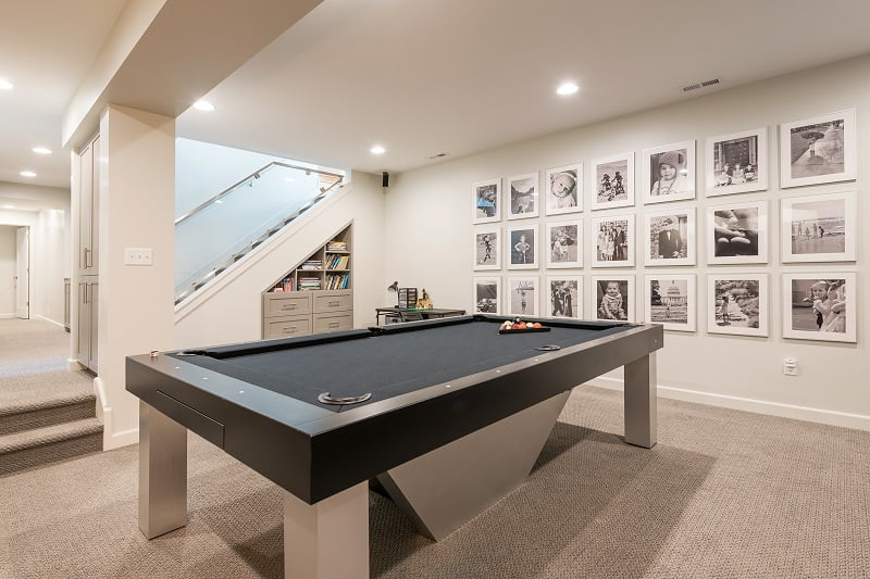 After_Interior_Basement Family Room_Game room_Basement excavation | Renovation Design Group