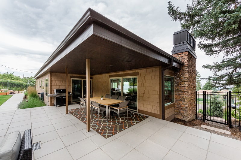 After Exterior of the Outside Space Outdoor spaces for entertaining, Back Patio ideas, Outside living room, including an Outdoor Fireplace in a Contemporary Patio | Renovation Design Group