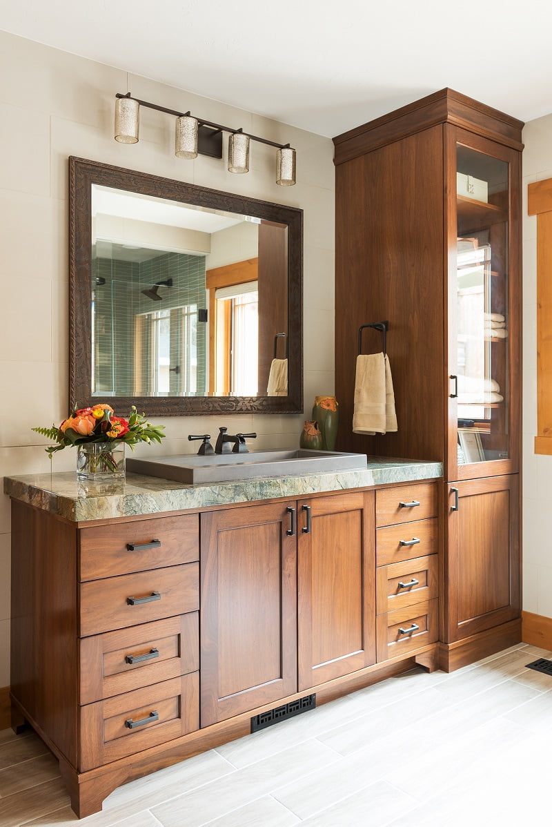 After_Interior_MasterSuite_Master Bath_Modern Design_Modern_Wood in the bathroom_raised sinks_modern bathroom sinks