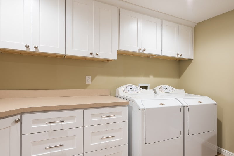 After an Interior Laundry Room remodel, Basement Laundry in a Mid Century Home renovations | Renovation Design Group