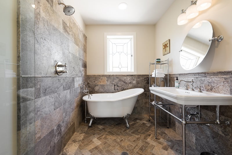 Master Bathroom, Master Bedroom, Vintage Tub, Free Standing Bathtup, Tudor Restorations, Industrial accents | Renovation Design Group