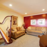 music room with piano and harp music room with piano and harp | Renovation Design Group