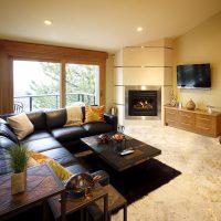 Contemporary Family Room Remodel, fireplace, natural lighting, tile | Renovation Design Group