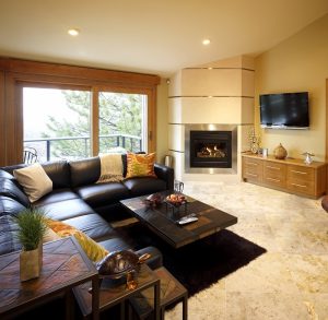 Contemporary Family Room Remodel, fireplace, natural lighting, tile | Renovation Design Group