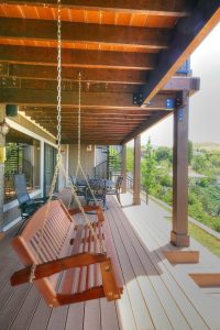Porch, Porch Swing, Custom Decks, two story deck, Spiral Staircase, Outdoor Spaces, Back yard recreation, Backyards Back Exteriors | Renovation Design group