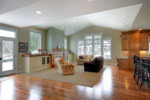 After Interior Large Family Room, Great Rooms, Tall Ceilings, Split Entry | Renovation Design Group