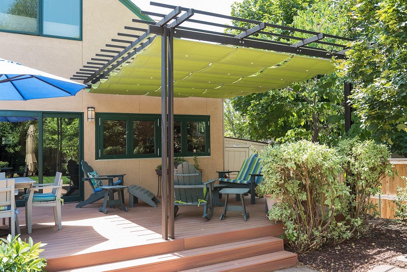After, Exterior, back porch, pergolas, sun shades | Renovation Design Group