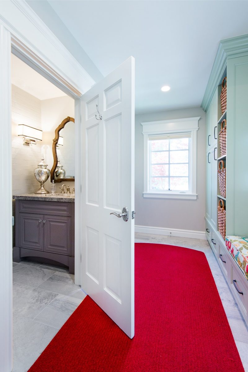 After_Interior_Mudroom_Two-Story-Minimal-Traditional Mudroom with custom dog bed | Renovation Design Group