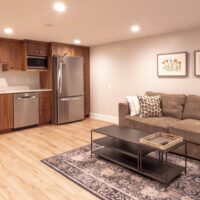 Family room and small kitchen