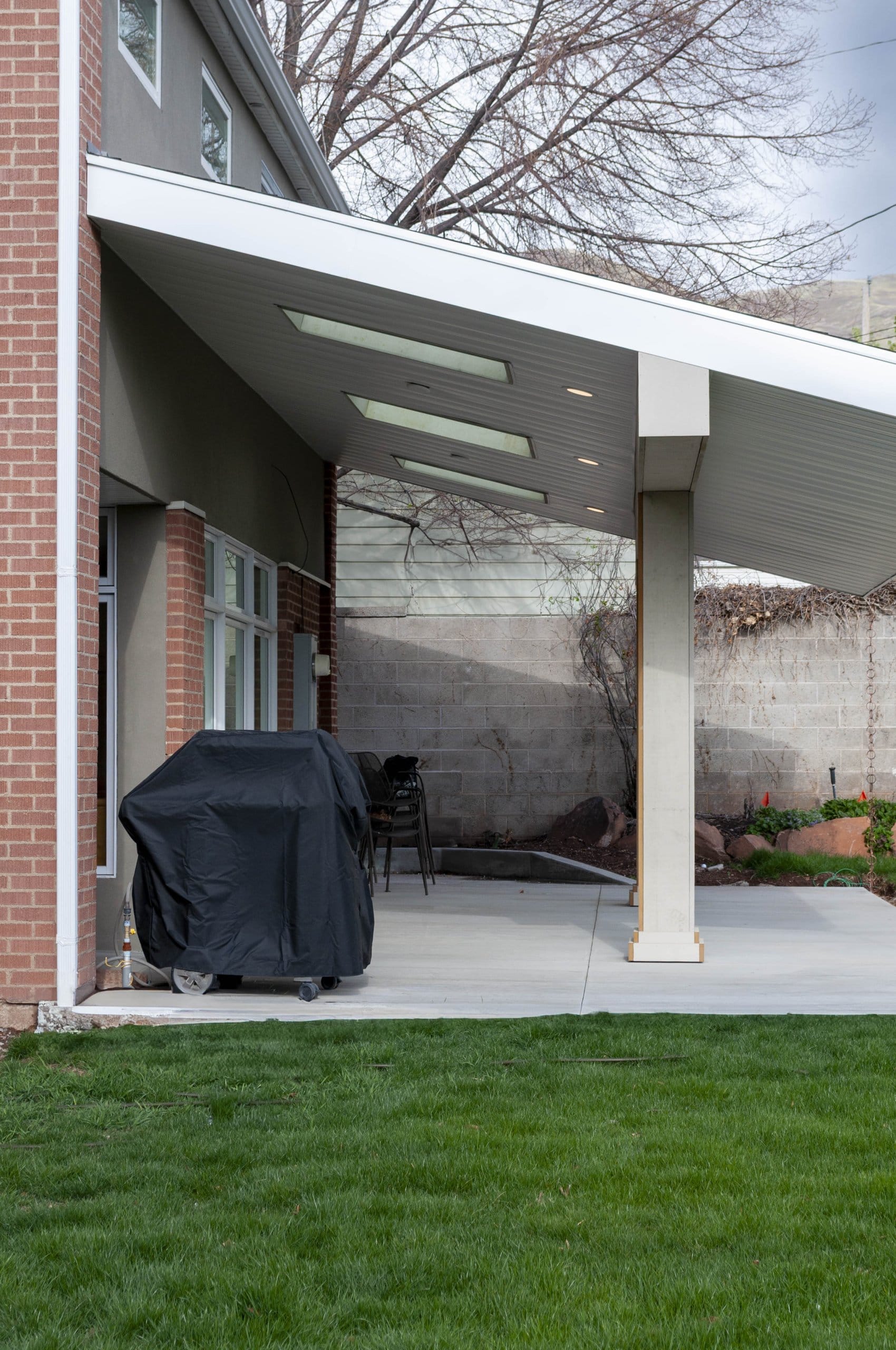 Backyard covered patio.