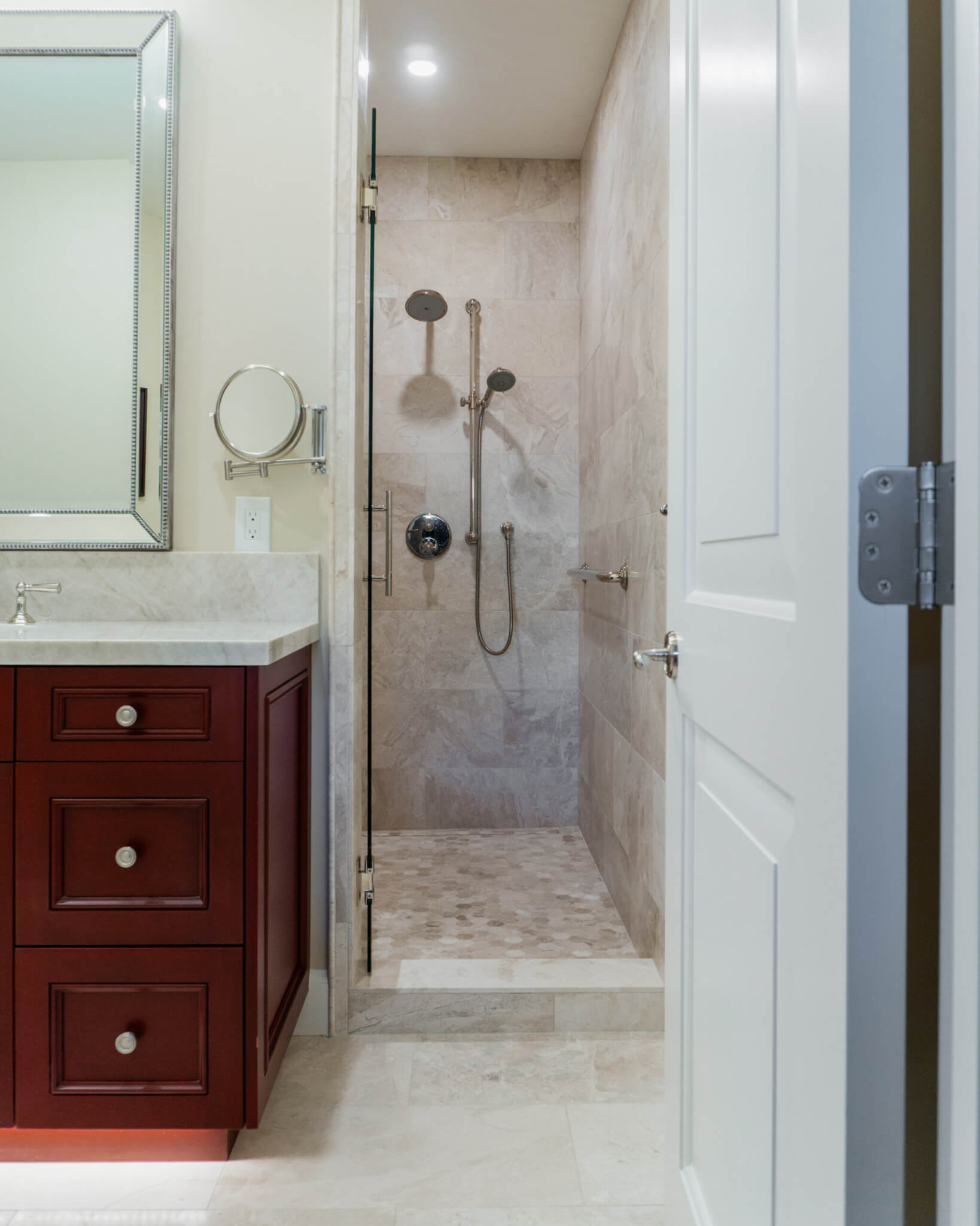 Shower in the primary bathroom.
