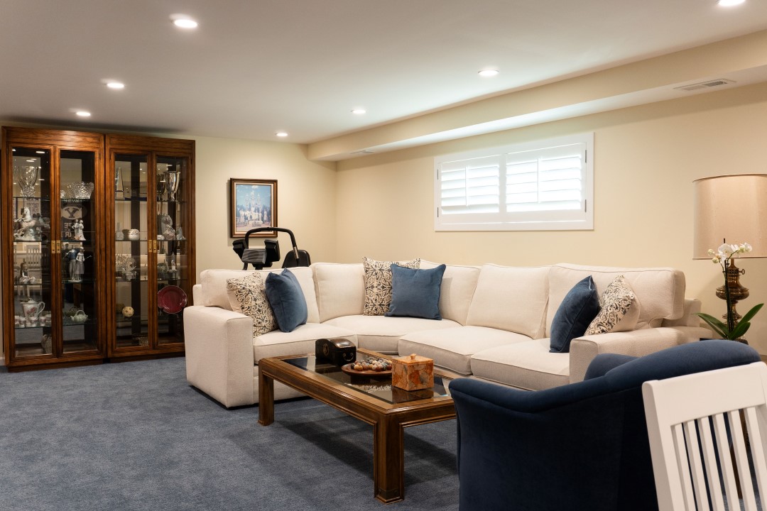 Family room with large couch