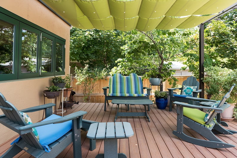 After, Exterior, back porch, pergolas, sun shades | Renovation Design Group