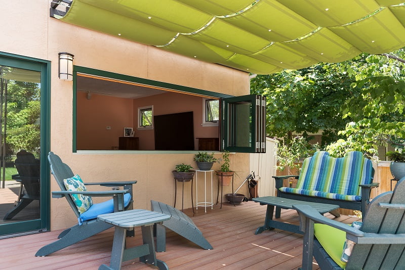 After, Exterior, back porch, pergolas, sun shades | Renovation Design Group