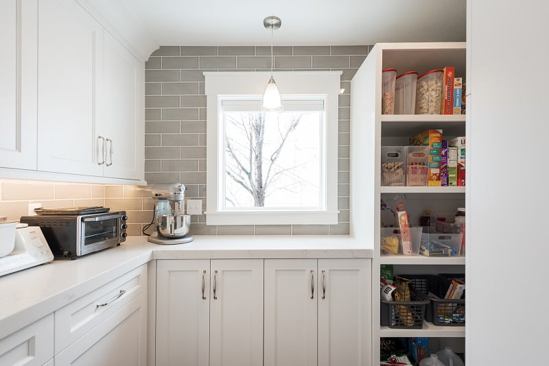 After Kitchens, Pantry, Modern, White cabinets, pantry ideas, Modern, Tile, Light fixtures | Renovation Design Group