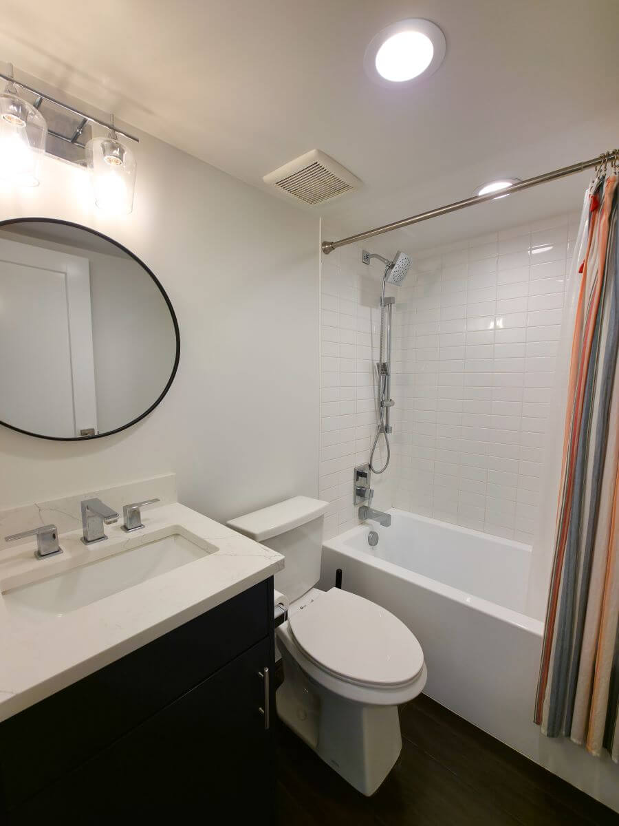 Finished basement apartment bathroom.