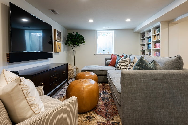 Basement great room with natural light