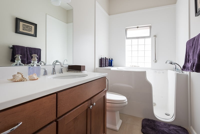 After, Interior, main bathroom, walk in tub, contemporary, Bungalow | Renovation Design Group