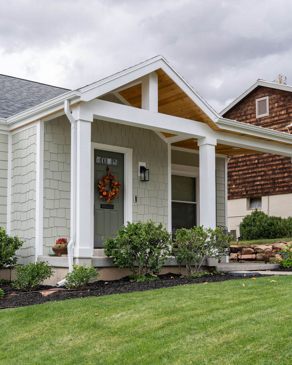 Front porch of renovated home.