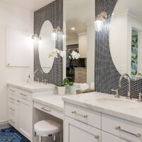 Thumbnail of http://After,%20Interior,%20Master%20Bathroom,%20Steam%20Shower,%20Blue%20Tile,%20Custom%20Bathrooms,%20Master%20Bathroom%20Ideas,%20large%20Standing%20shower,%20Double%20sinks%20and%20vanities%20|%20Renovation%20Design%20Group