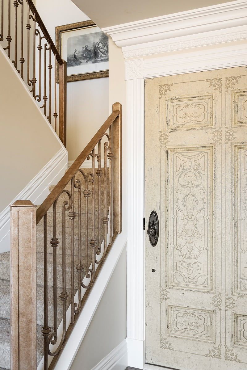 After remodel, front entry, original doors, condos, staircase, 2 story condo, | Renovation Design Group