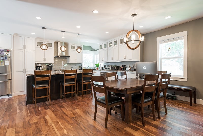 Kitchens Dining Rooms Open floor plans Hard wood flooring Contemporary accents traitional Cottage Kitchen | Renovation Design Group