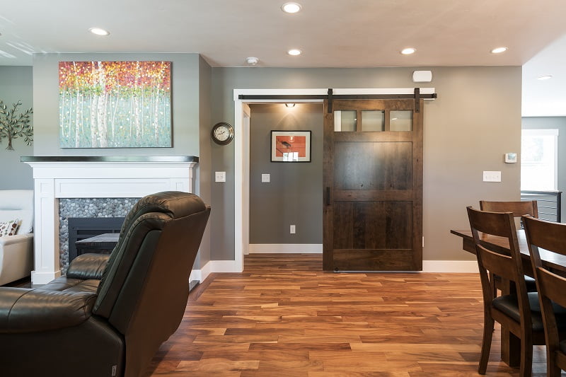 Living Room Dining Room Barn Doors Cottage Home | Renovation Design Group