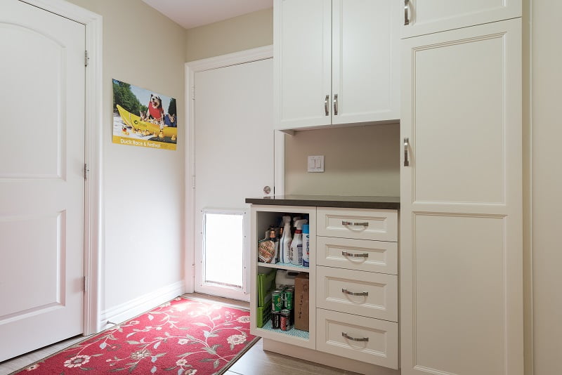 After, Interior, Mudroom, LAunry Room, Ranch Home, Dog Door, Pet door | Renovation Design Group